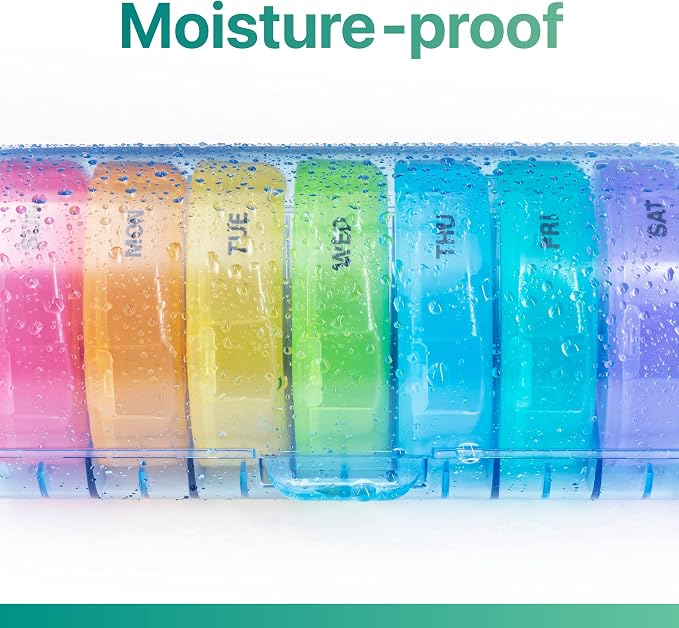 Sukuos Large Weekly Pill Organizer 2 Times a Day, Daily Pill Box 7 Day Easy to Open with Double Protection, AM PM Pill Case for Medicine/Vitamin/Fish Oil/Supplements (Blue)