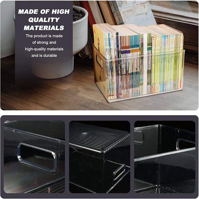 MAGICLULU Portable Plastic Storage Basket with Handle Pet Organizer Bin for Home and Hotel Storage for Books Magazines and Household Items