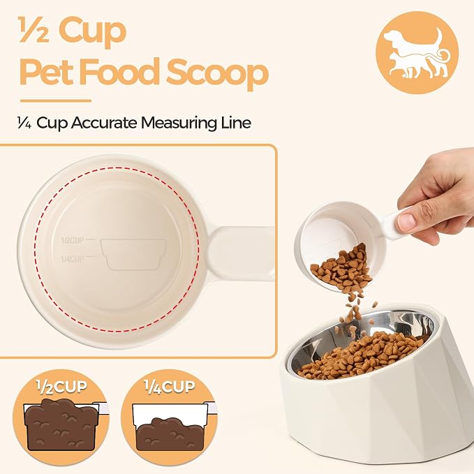 ComSaf Dog Food Scoop 1/2 Cup, Pet Food Measuring Cup for Dogs and Cats | Pet Food Scooper, Half-Cup Portion Measure, Long Handle, Dry Kibble, Multi-Pet Feed Portions, Dishwasher Safe