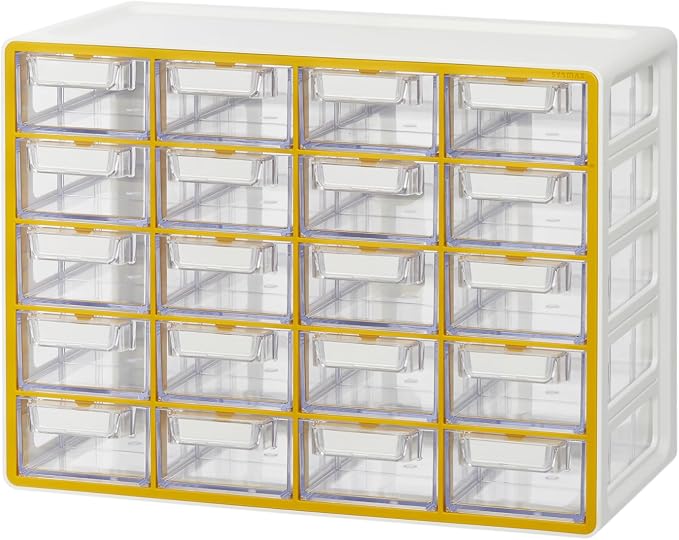 Blue Ginkgo 20-Drawer Storage Cabinet Organizer, Yellow, Made in Korea | Stackable. Adjustable. Easy Visibility.