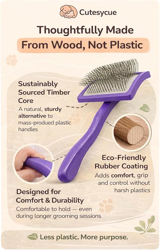 Dog Slicker Brush for Large Dogs – Gentle Long Bent Pins for Goldendoodles, Labradoodles & Poodles – Removes Tangles, Knots & Mats – Eco-Friendly Handmade Wood Brush, Groomer-Recommended Comfort Grip