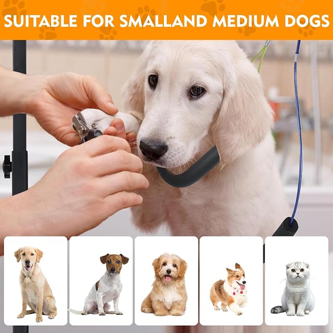 Adjustable Pet Grooming Arm with Clamp for Small & Medium Large Dogs,29" | Dog Grooming Arm,Grooming Loop & No Sit Haunch Holder Dog Grooming Station with Clamp for Home Use,Nail Trimming & Drying