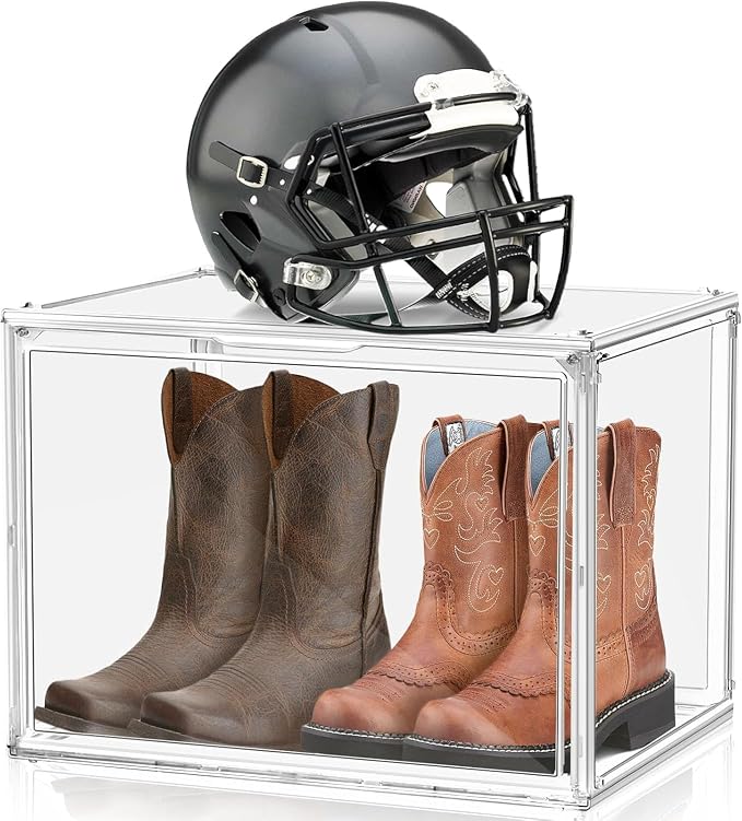 5 Pack Extra Large Clear Storage Box for Cowboy Boots,Helmets,Large Handbag | For western style boots, motorcycle helmets, handbags, collectibles & seasonal storage while keeping everything organized