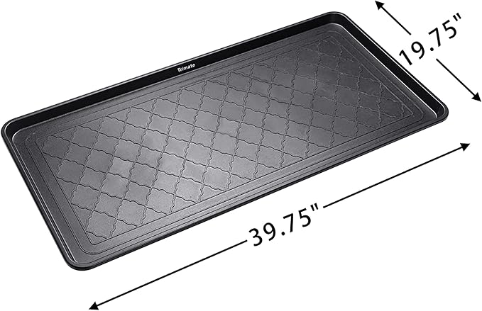 Boot Tray Black, 40x20 in - Waterproof Shoe Mat, Recycled Material | 1.25 in raised edge traps mud, water & snow - ideal for entryway, mudroom, garage, porch or car trunk
