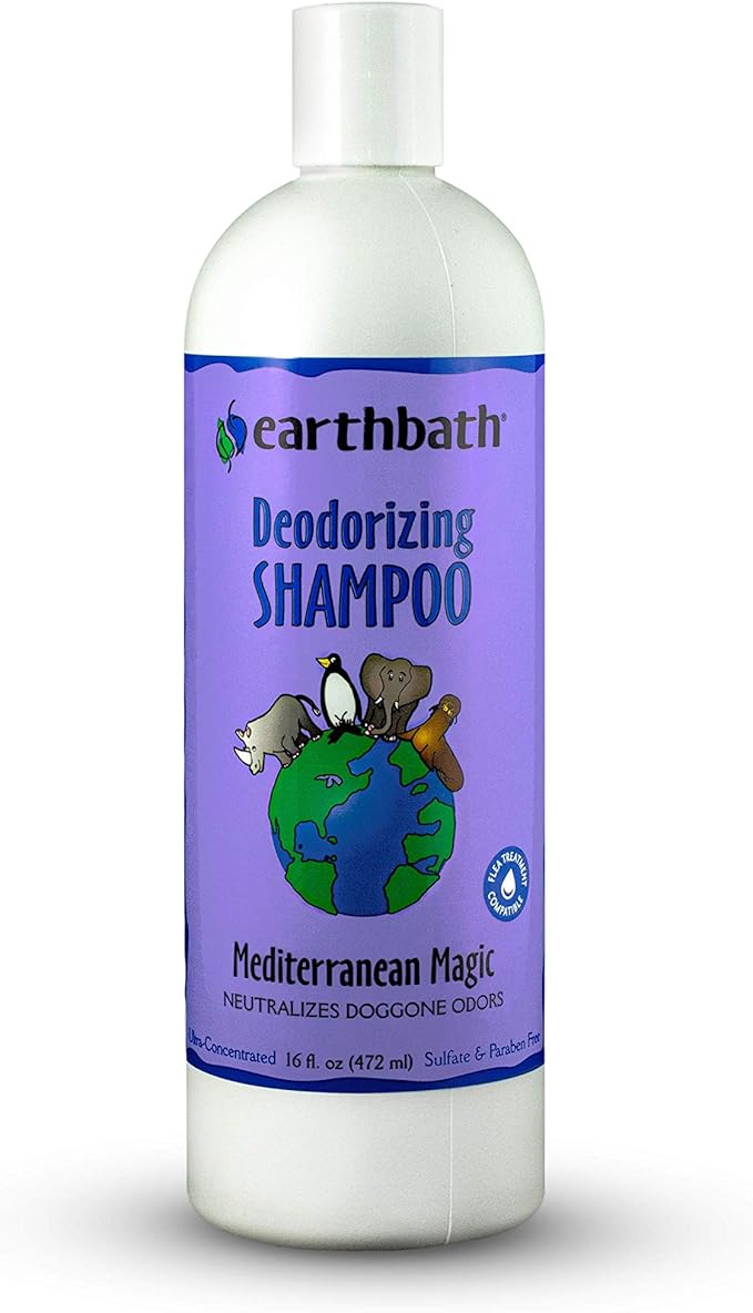 earthbath, Mediterranean Magic Dog Shampoo - Deodorizing Shampoo for Dogs, Rosemary Scented Dog Wash, Made in USA, Shampoo for Smelly Dogs, Cruelty Free Pet Shampoos - 16 Oz (1 Pack)