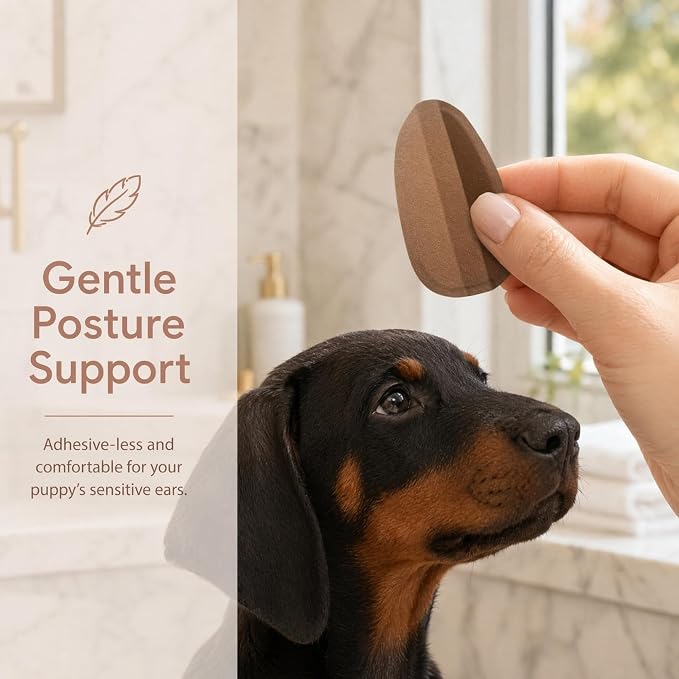 Mipcase Dog Ear Stand Stickers Puppy Ear Fixed Support Correction Kit Glue-Free Pet Support Tool with 1 Pair of Supports 8 Sheets of Stickers 4 Iodophor Cotton Swabs for Care