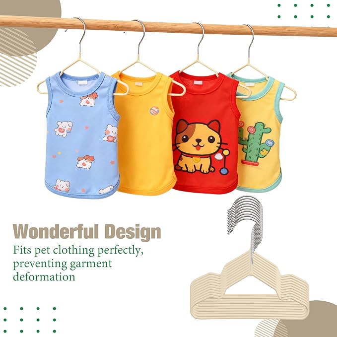 24 Pcs Dog Clothes Hangers 7.24 Inch Beige Metal Pet Clothes Hangers, Cat Clothing Hangers, Pet Clothing Holders Coat Hangers for Small Pet Such as Dog & Cat Costumes