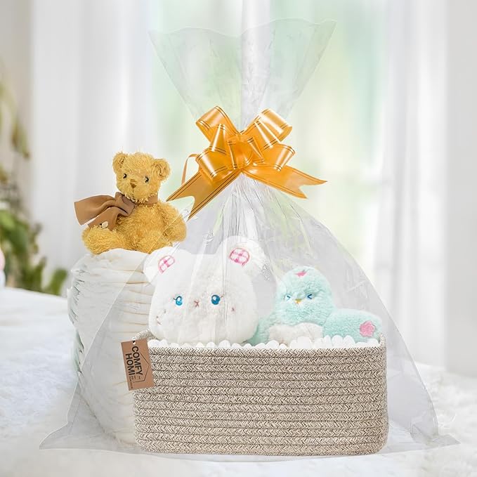 COMFY-HOMI 11.5"x7.5"x4.7" Storage Baskets for Organizing | Cotton Rope Woven Basket | Toy Storage Bin Box | Basket for Shelves, Closet Organizer Bin, Decorative Closet Shelf, 1 Pack