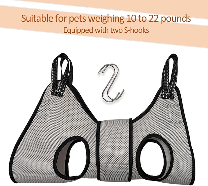 Dog Grooming Arm with Pet Grooming Hammock, 36” Dog Grooming Table Arm Height Adjustable Two No Sit Haunch Holder Three Section Design Suitable for Medium, Small Dogs, and Cats