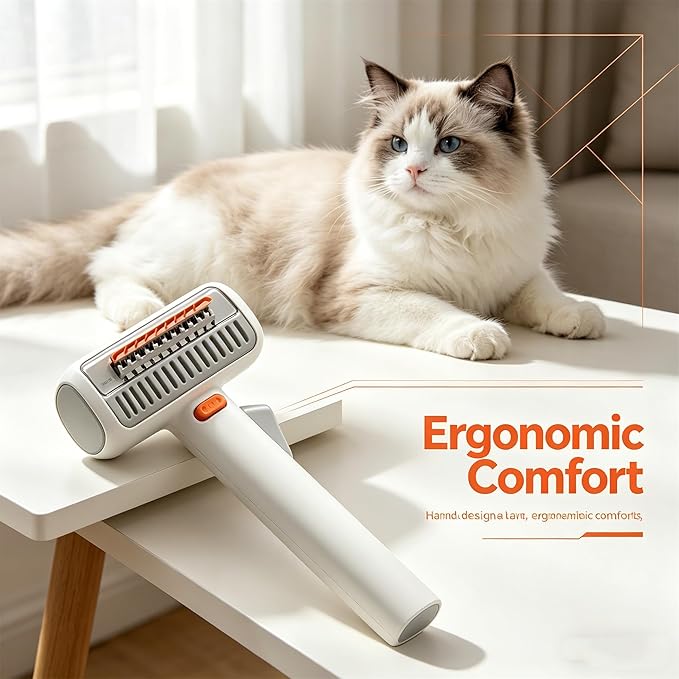 2-in-1 Pet Self Detangling Grooming Comb, Dematting Comb for Dogs and Cats, Professional Undercoat Rake for Long Hair Cat Brush, Dog Detangler Brush to Remove Mats and Tangles