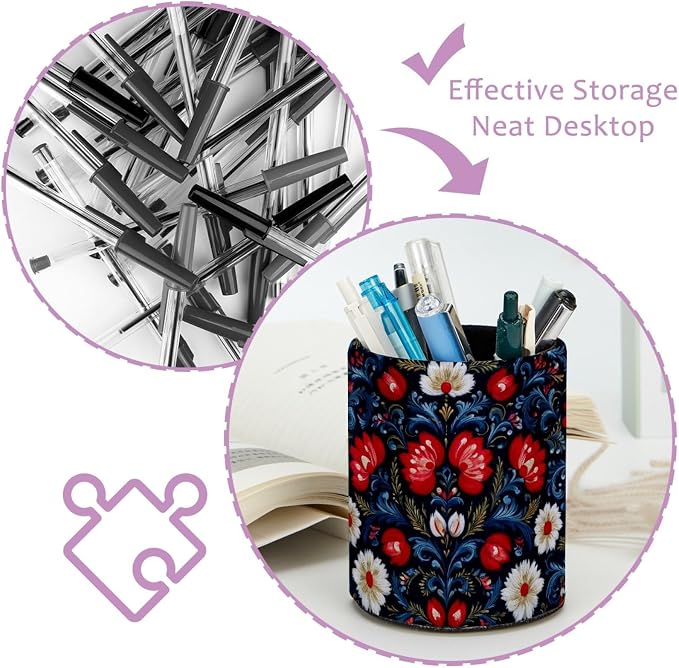 Flower Pen Holder, Pencil Cup Marker Brush Holder Desk Storage Case, Desktop Organizer for School Office Home Supplies