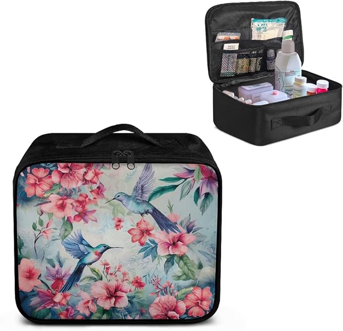 Rnyleeg Empty First Aid Bag for Home First Aid Kit for Car Travel Medical Kit Outdoor Sports Hiking Camping Survival Bag Floral Hummingbird