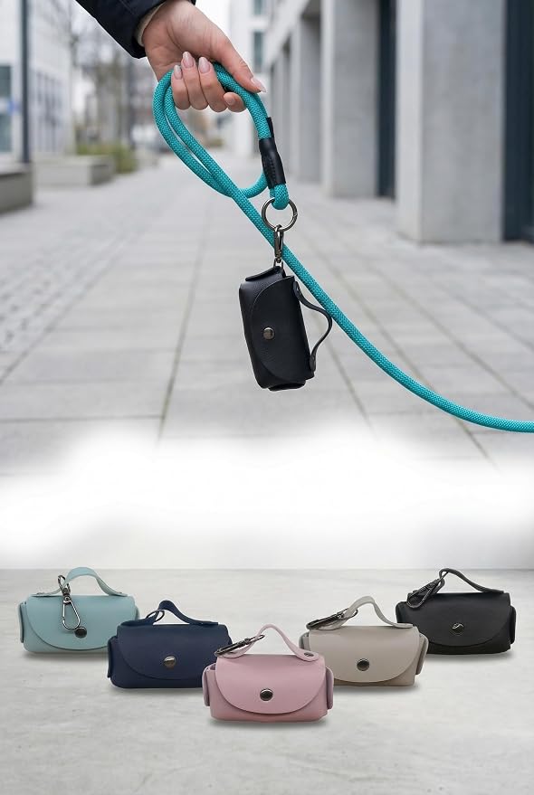 Pet Poop Bag Dispenser with Clip, Portable Waste Bag Holder, 5 Colors Available, 3.9 x 2.4 x 1.2 inches (Pink)