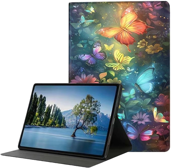 for Samsung Tab A9 Plus/A9+ 10.9 Inch 2023 (SM-X210/X216/X218) Tablet Case,Premium Leather Folio Stand Auto Wake/Sleep,Multiple Viewing Stand,Colorful Butterflies Flowers