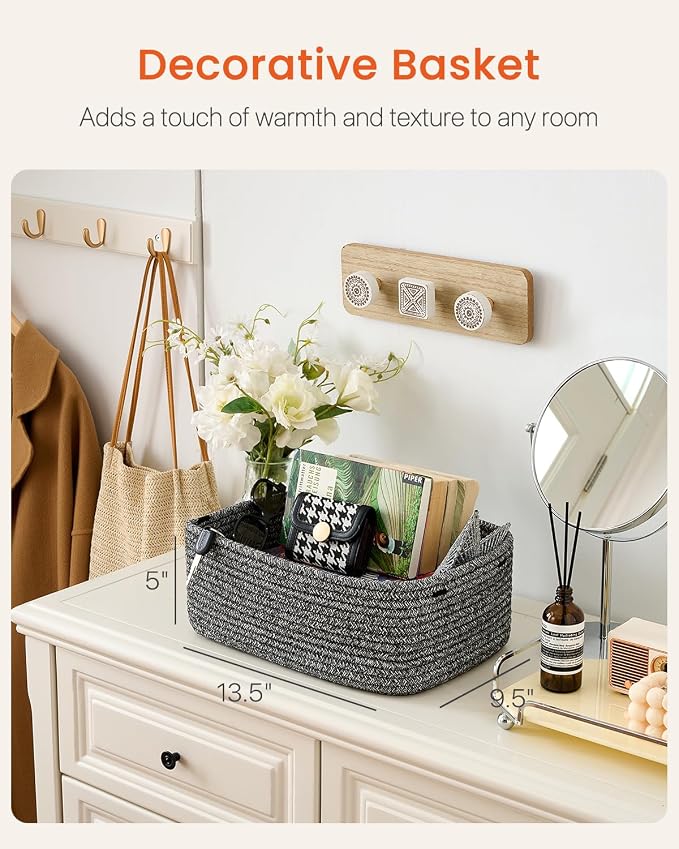KALLAX Small Woven Storage Basket for Organizing, 13.5x9.5x5 inches, 3 Pack | Shelf baskets for closet organization, toy storage and home decor, Perfect as empty gift baskets for holidays, Mixed Black