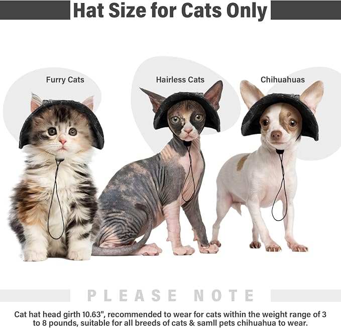 DENTRUN Cat Bucket Hat with Ear Hole, Cotton Birthday Bonnet for Small Pets | Breathable cotton, Adjustable Secures fit, For birthday Party, For small cats, daily cute photos