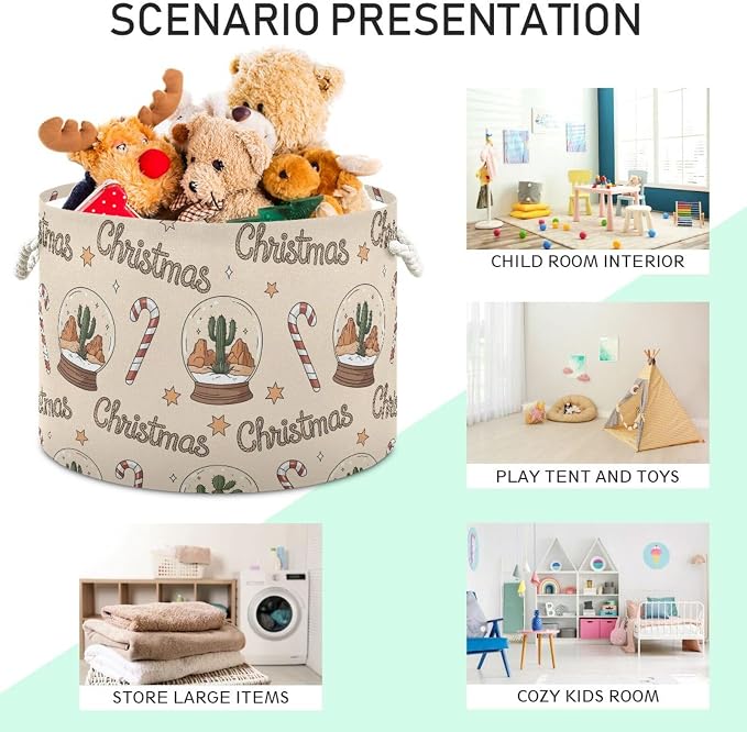 DOMIKING Large Storage Basket for Toys Christmas Crystal Ball Beige Storage Bin Box Organizer Basket for Playroom Nursery Clothes Home Decor