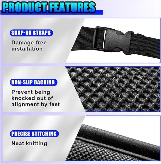Car Kick Mats Back Seat Protector, Multifunctional Leather Car Rear Seat Hanging Storage Bag, Easy-to-Clean Auto Interior Backseat Organizer Accessory for SUVs, Trucks, Cars (Grid)
