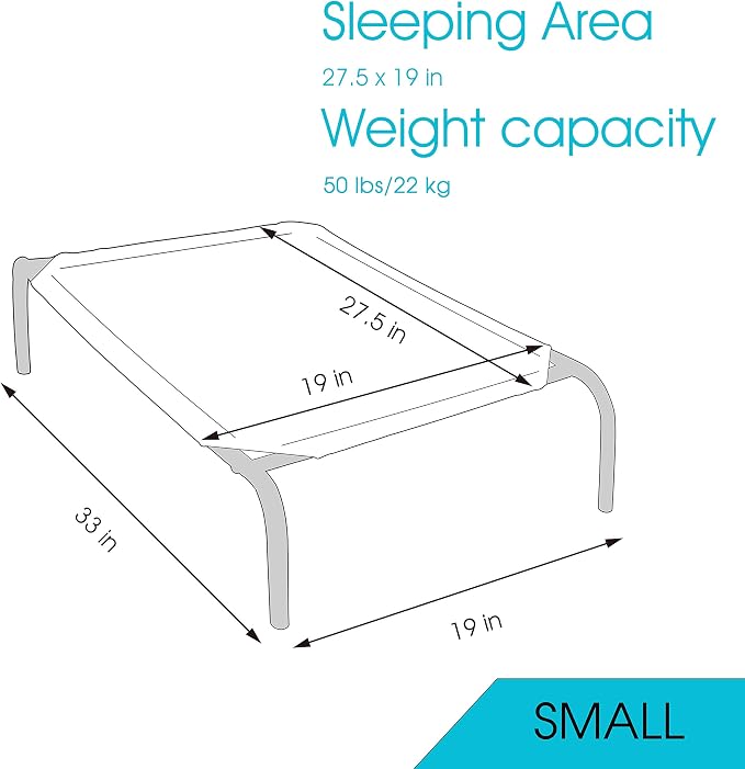 Raised Pet Cot for Small Pets, Elevated Dog Bed with Breathable Mesh, Sturdy Steel Frame for Indoor & Outdoor Use, Non-Slip Design, Easy Clean, 33-Inch Blue | Elevated Dog Bed with Breathable Mesh, Sturdy Steel Frame, Non-Slip Design, Easy Clean, 33-In...