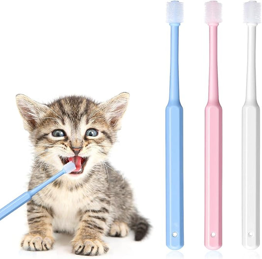 Yuanchu WJIAAA Small Cat Dog Toothbrush, 3 Pack 360 Degree Soft Silicone Pet Toothbrush Cat Dental Care Dog Oral Hygiene Deep Cleaning Pet Teeth Clean Kit