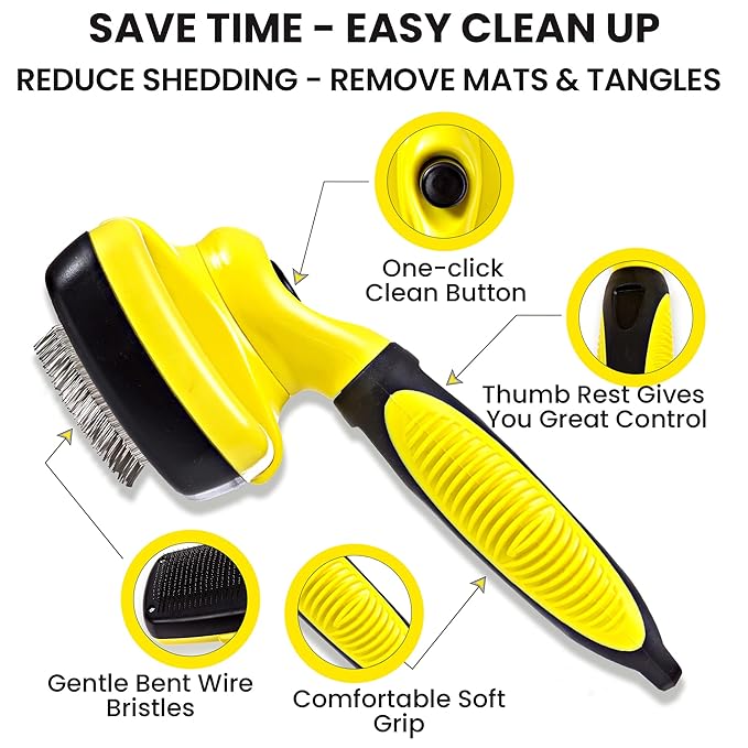 Doodle Brush Slicker for Dogs - Self Cleaning Dog Brush for Poodles, Goldendoodle Grooming Kit with Detangler Comb