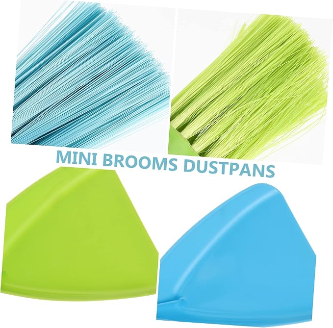 Mini Brooms and Dustpans 2 Sets PVC Plastic Cage Cleaning Tools | Easy to Sweep Debris, Smooth Surface, Simple Storage, for PET Cage and Feces Cleanup