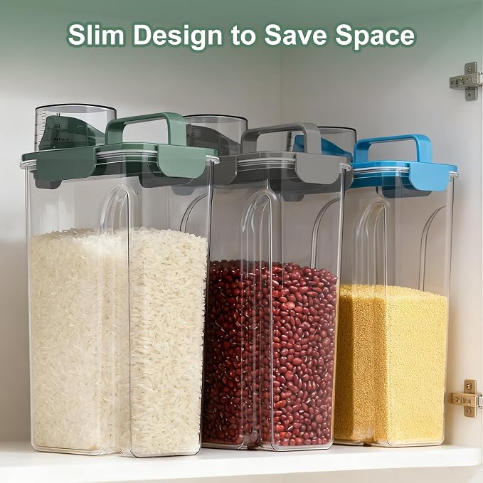 Uppetly Dog Cat Food Storage Container, 5-7Lbs Pet Food Containers, Airtight Cat Food Container with Portable Handle & Measuring Cup, Small Animal Dry Food Dispenser for Dogs, Cats and Birds Green