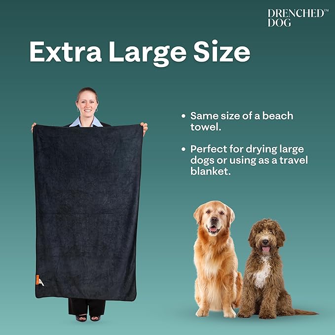 Bath Towel for Large Dogs – XL Microfiber Dog Drying Towel | Covers More, Absorbs More | 47 x 31 in | Quick Dry After Baths, Swims & Wet Walks