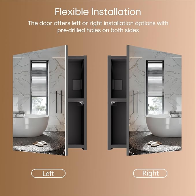 18x14 inch Bathroom Wall Cabinet, Saver Storage Cabinet, Medicine Cabinet with 1 Door and Adjustable Shelves, Black（Assembly Required）