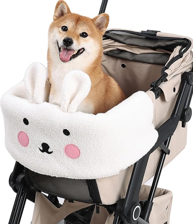 SUNGOOYUE Pet Stroller Guard, Soft Breathable Cotton Polyester Pet Strolling Front Section Cover for Winter (White)
