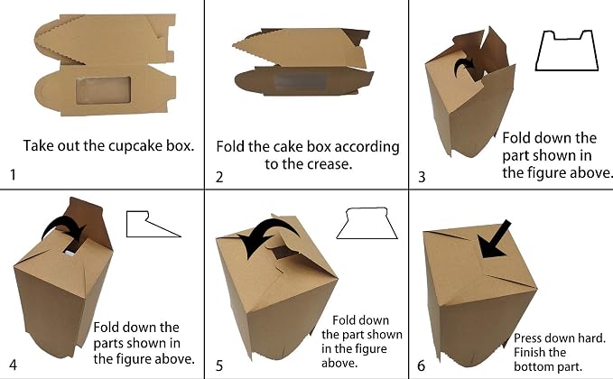 25 Pcs Single White Cupcakes Containers Gift Boxes with Window Inserts Handle for Wedding Candy Boxes (25P-Handle-Brown)