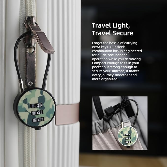 Small Locker Lock with Code, 3 Digit Combination Padlock, Small Padlock with Short Cable for Gym Locker, Cabinet, Tool Box, Luggage Locks for Travel Suitcase, Carry Bag, Backpack Zipper