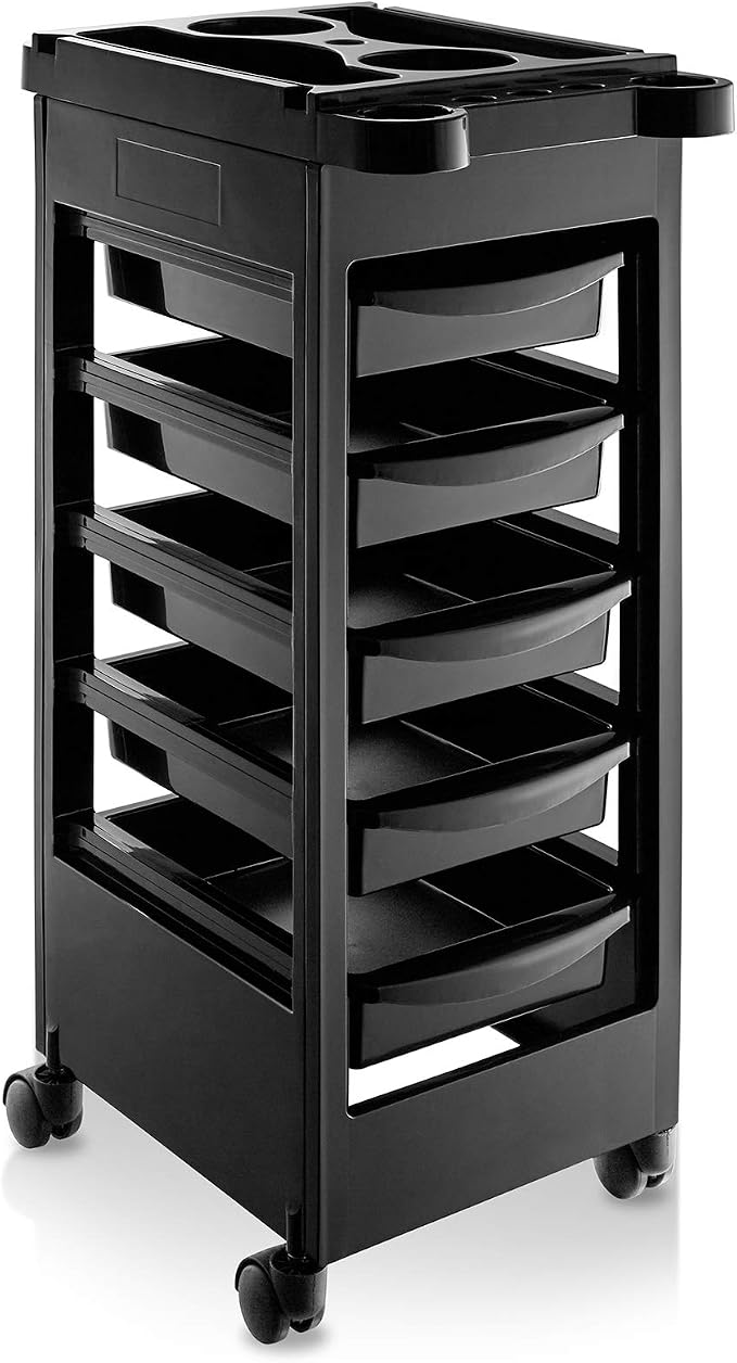 Saloniture Beauty Salon Rolling Trolley Cart with 5 Drawers