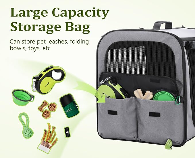 Dog Car Carrier Light Weight,Expandable,Foldable Dog Carrier, Gray | Easy to Assemble, Portable and Breathable Pet Carrier, Suitable for Indoor and Outdoor Use, Dog Travel Crate with Curtain