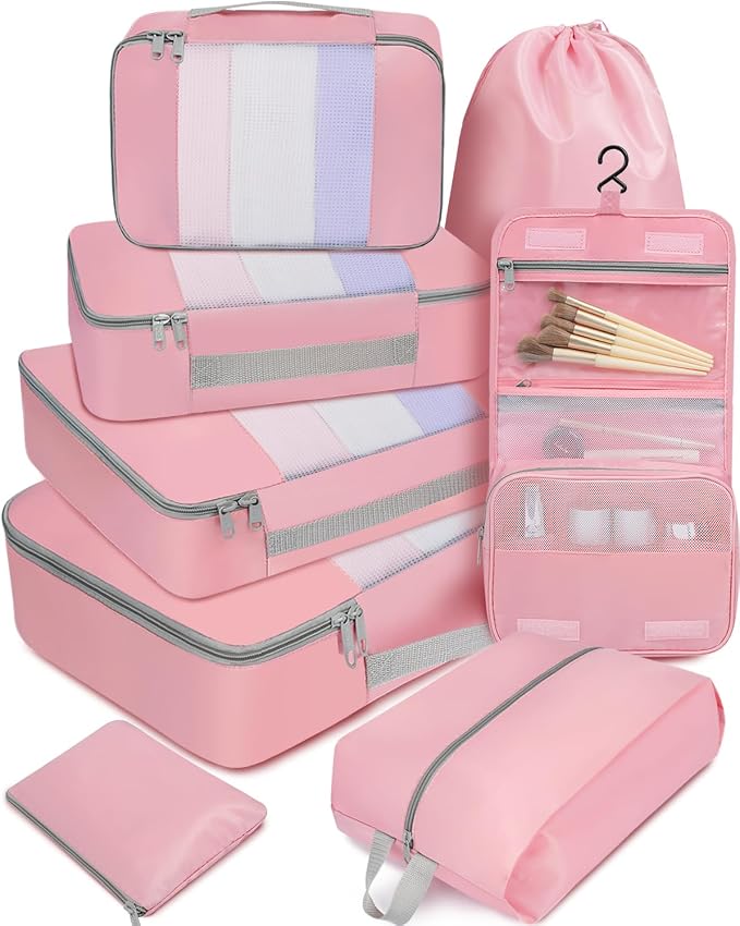 BAGAIL 6 Set/8 Set/10 Set Packing Cubes Various Sizes Packing Organizer for Travel Accessories Luggage Carry On Suitcase