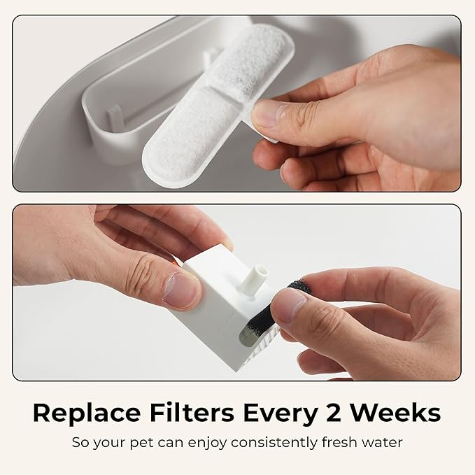 Whiskertons Replacement Filters for EverMount Wireless Cat Water Fountain WWF001, 3 Months Set of Cat Fountain Filter Replacements, White, 5 Count