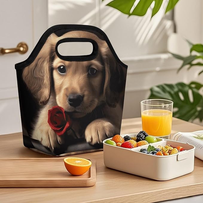 Cute Pet Dog Lunch Bag Cooler Bag Tote Bags | Reusable Portable Lunch Box for Women/Men Lightweight Soft Cooler Bags Organizer for Adults Work Travel Outdoor