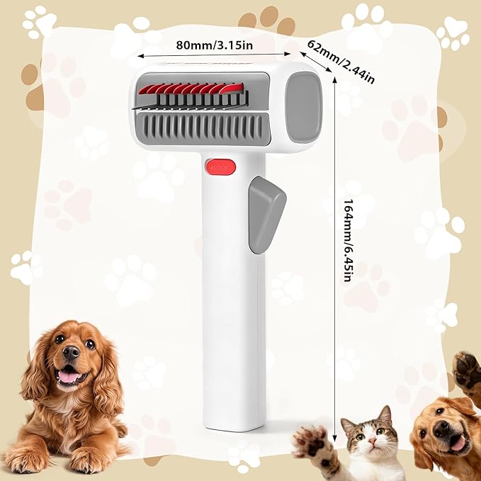 2-in-1 Pet Self-Detangling Grooming Comb - Professional Deshedding Tool for Dogs & Cats - Gentle Undercoat Rake & Brush for All Fur Types - Effectively Removes Mats, Tangles & Loose Fur (1 Pack)