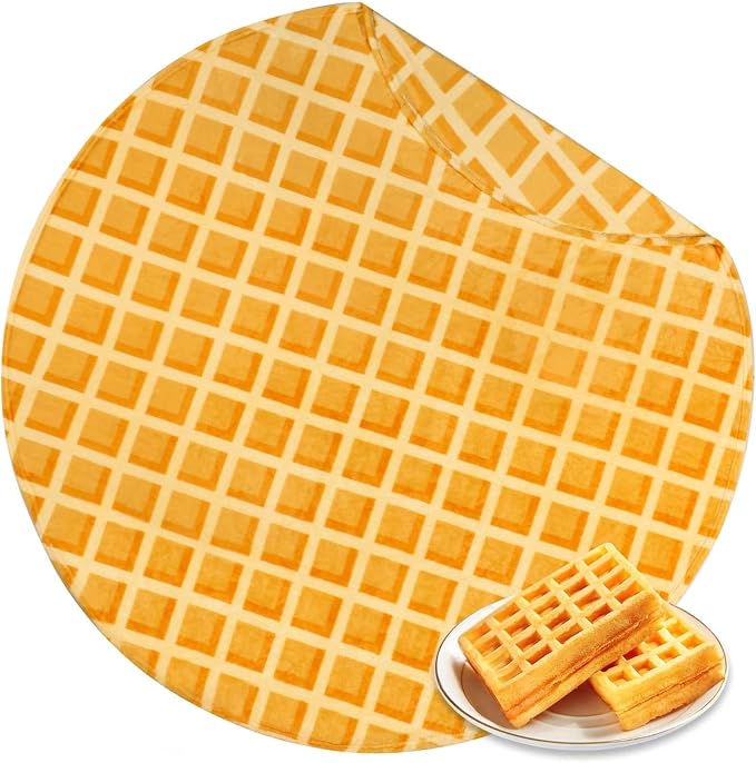 Bnuitland 90 Inches Waffle Funny Blanket, 300 GSM Double Sided Giant Funny Novelty Realistic Food Blanket with Pouch for Adults and Kids, Super Soft Flannel Throw