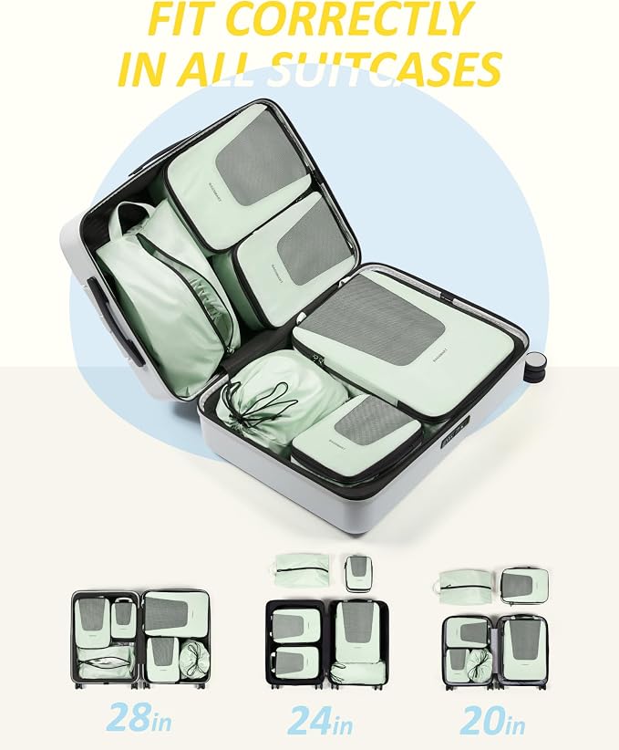 BAGSMART Compression Packing Cubes for Travel, 6/5/4set Lightweight Packing Organizers, Summer Travel Essentials Suitcase Organizer Bags Set