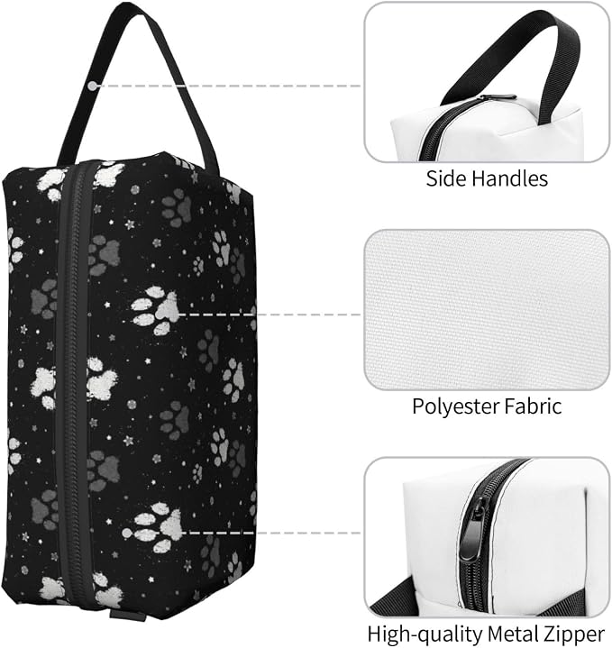 Vintage Pet Paw Print Makeup Bag for Women, Cute Dog Lover Cosmetic Bag Travel Toiletry Pouch Zipper Organizer Gift for Pet Lovers Gym Daily Use 10x6.2x4.9 Inch