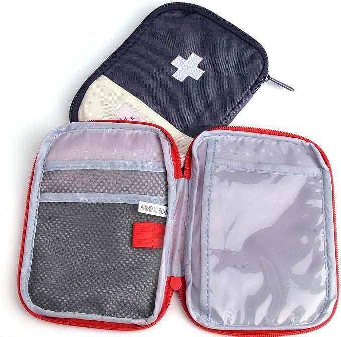 2 Packs Mini First Aid Kit, Empty First Aid Bag Mini Portable Medical Bag First Aid Pouch for Car Cycling Marathon Running Outdoor Camping Hiking Travel Emergency
