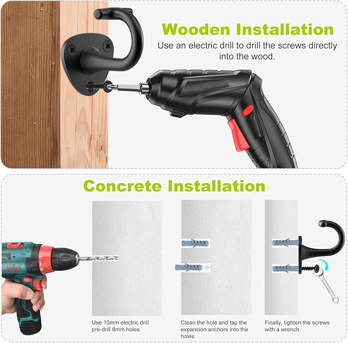 Dog Leash Hooks for Wall Black Dogs Leash Wall Mount Dog Hook for Leashs for Secure and Escape-Proof Hook for Lead Management
