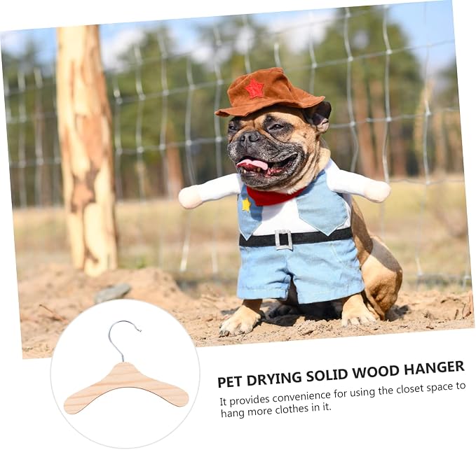 MERRYHAPY 10pcs Wooden Pet Apparel Hangers Dog Clothing Rack Lightweight and Portable Pet Costume Organizer for Dogs and Cats Easy to Install Natural Wood Finish