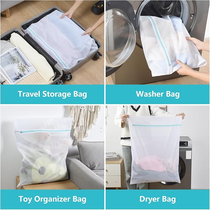 OTraki Mesh Laundry Bag for Delicates, 24 x 32 inch Large Mesh Delicates Bag for Washing Machine, Zippered Net Laundry Bag for Sweater Bed Sheet Blanket Toy College Dorm Don't Drying, Melting 140-176℉ | Laundry Net Bag with Zipper for Sweater Bed Sheet...