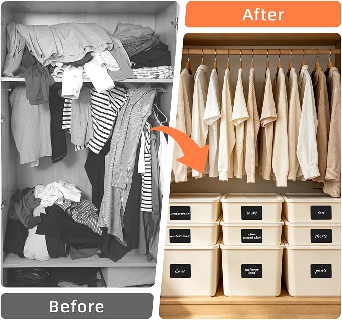 Homrelaxy 180 Pcs 4"x6" Large Labels for Storage Bins, Removable Tote Label | No Residue Black Storage Bin Labels, Waterproof & Oil-Resistant & Tear-Resistant Stickers, For Plastic Bins, Boxes and Cases