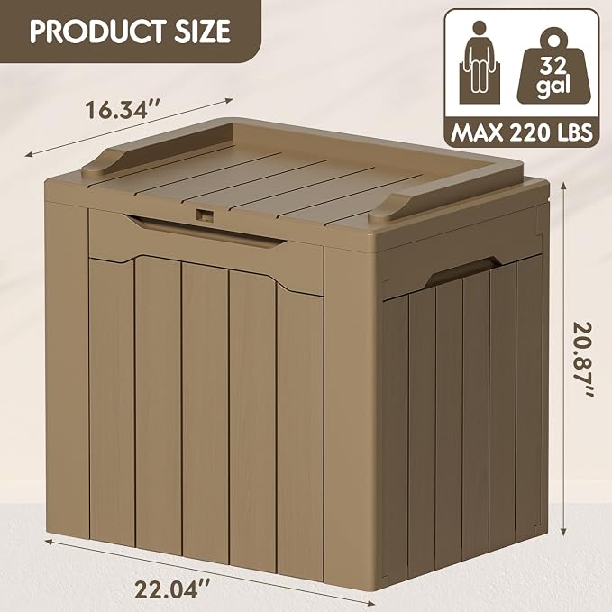 YESHOMY 30 Gal Plastic Storage Bins with Lid Stackable Box Organizers for Living Room, Office, Dorm, 2 Pack, Light Brown
