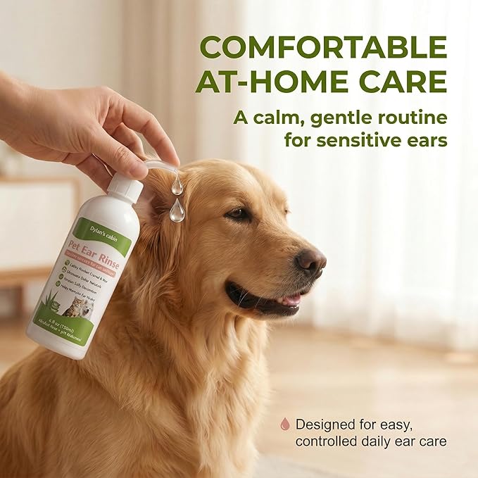 Dylan's cabin Dog Ear Cleaner Wash - pH-Balanced Pet Ear Rinse for Dogs and Cats,Gently Removes Ear Wax, Dirt Odor, Daily Gentle Ear Wash Solution, 6 fl oz