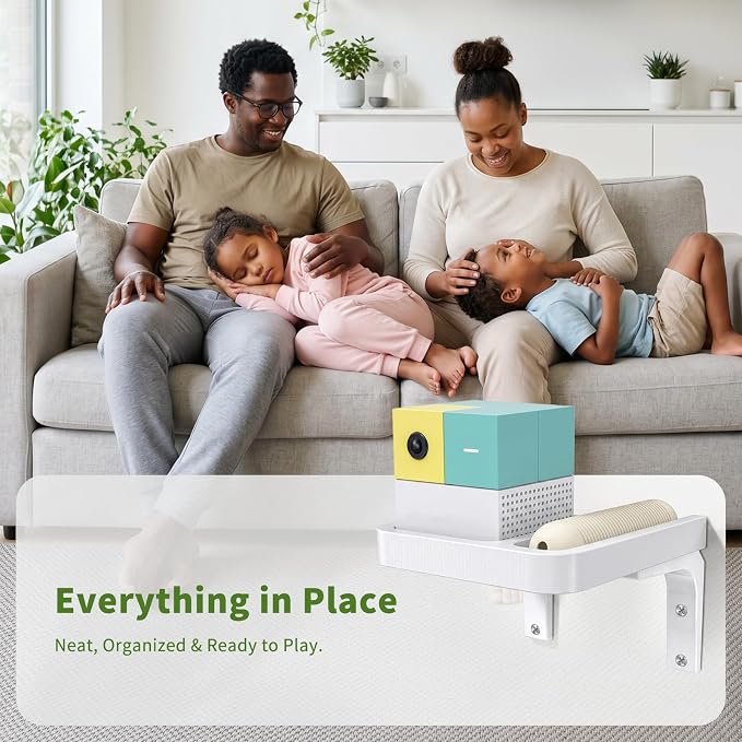 RIBOTS Wall Mounted Holder for Nex Playground Game System with Silicone Remote Case Cover, Wood Shelf for Console & Remote, 3-Step Easy Setup, Storage Organizer for Nex Playground Kids & Families