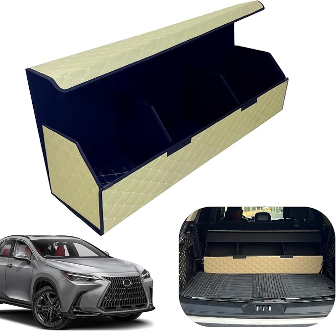 Car Trunk Organizer for For NX 450h+ - Custom Fit,Easy Installation，Large Space Outdoor Trunk Organizer with Leather,Hook and Loop Fastener,4-Layer Cover,For NX 450h+ 2022-2025